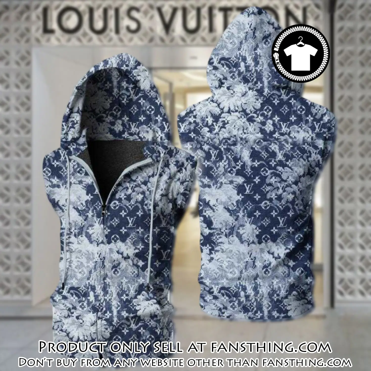 Louis vuitton watercolor unisex sleeveless zip up hoodie luxury for men women szh017 fst0038704